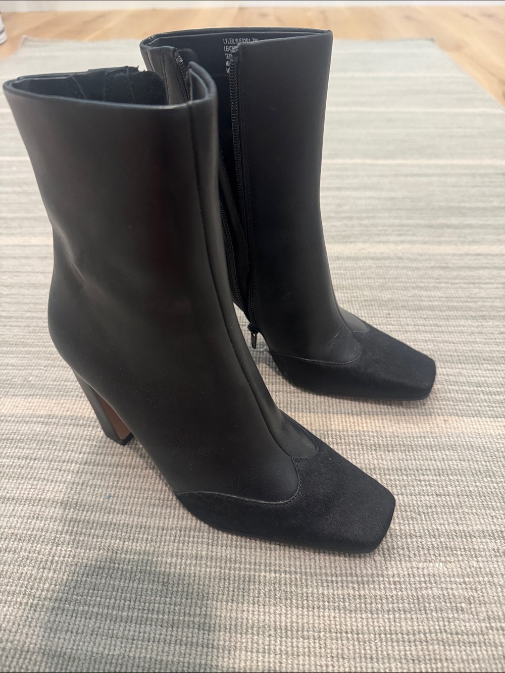 Steve Madden Black Mid-Calf Square Toe Heel Boots (never worn)